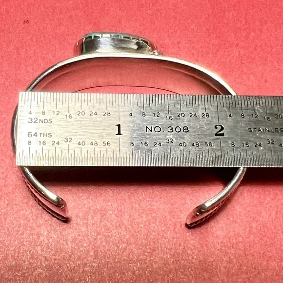 Vintage Sterling Silver Turquoise cuff bracelet signed by Nofchissei. 2 - Picture 4 of 11